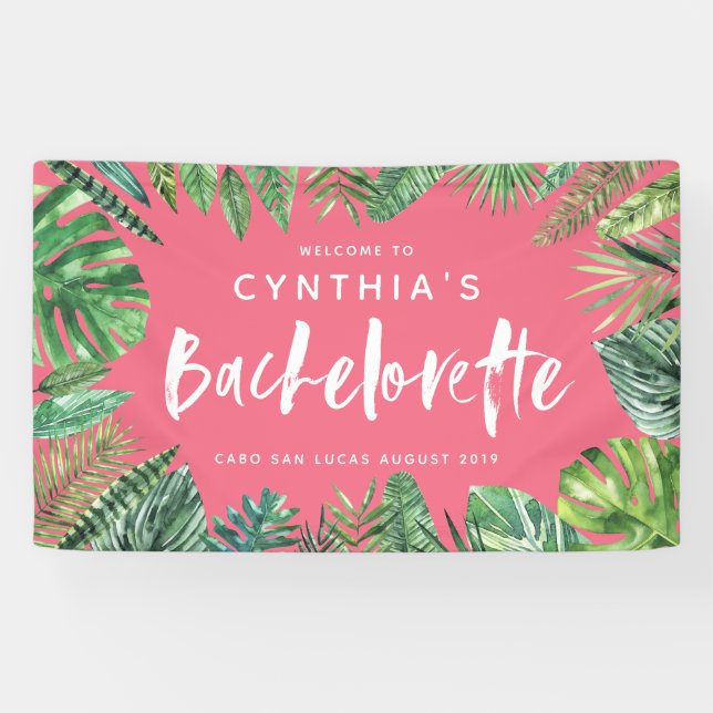 Tropical palm leaf & script bachelorette banner (Horizontal)
