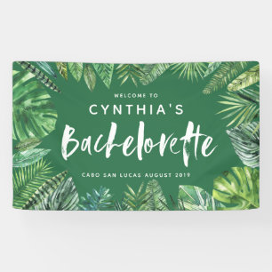 Tropical palm leaf & script bachelorette banner