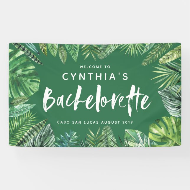 Tropical palm leaf & script bachelorette banner (Horizontal)