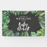 Tropical palm leaf script virtual baby shower