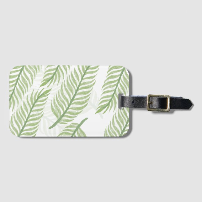 Tropical Palm Leaf Seamless Pattern Luggage Tag (Front Horizontal)