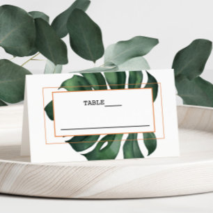 Tropical Palm Leaf Tent Folded Place Card