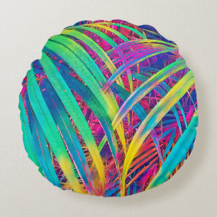 Tropical palm leaf texture background. Palm leaf i Round Cushion