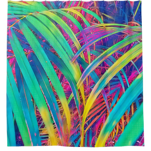 Tropical palm leaf texture background. Palm leaf i Shower Curtain (Front)