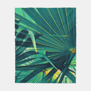 Tropical palm leaf texture background, Striped of Fleece Blanket