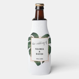 Tropical Palm Leaf Wedding Bottle Cooler
