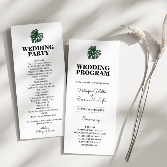 Tropical Palm Leaf Wedding Flat program  Programme (Creator Uploaded)