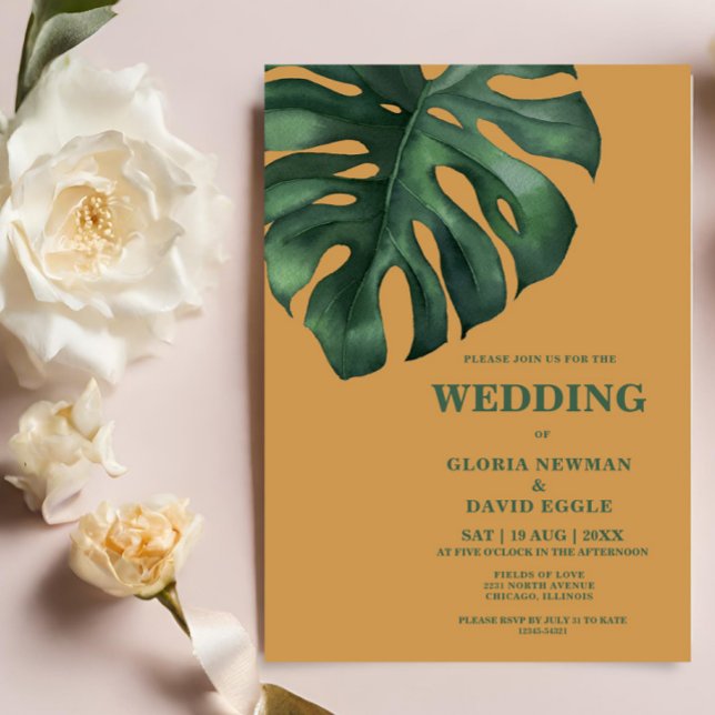 Tropical Palm Leaf  Wedding Invitation (Creator Uploaded)