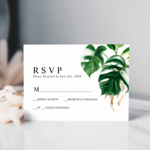 Tropical Palm Leaf Wedding RSVP Card