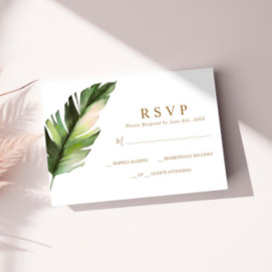 Tropical Palm Leaf  Wedding RSVP Card
