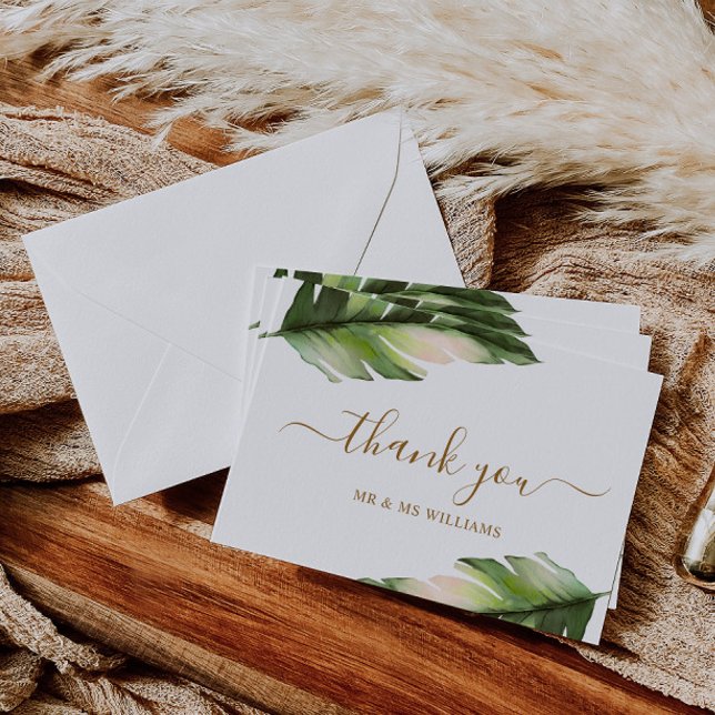 Tropical Palm Leaf Wedding Thank You Card (Creator Uploaded)