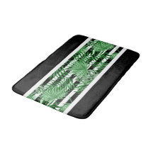 Tropical Palm Leafs Black White Stripes Pattern