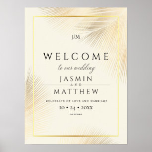 Tropical Palm Leafs Wedding Welcome Sign