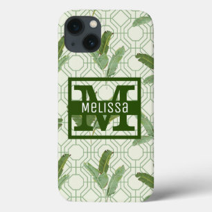 Tropical Palm Leaves   Add Your Name iPhone 13 Case