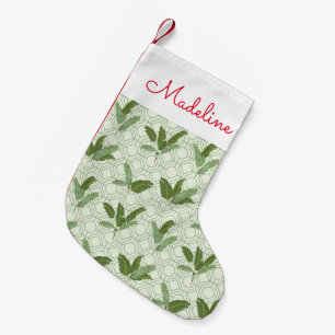 Tropical Palm Leaves   Add Your Name Small Christmas Stocking