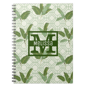 Tropical Palm Leaves   Add Your Name Spiral Notebook