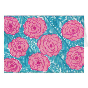 Tropical Palm Leaves and Flowers Greeting Card
