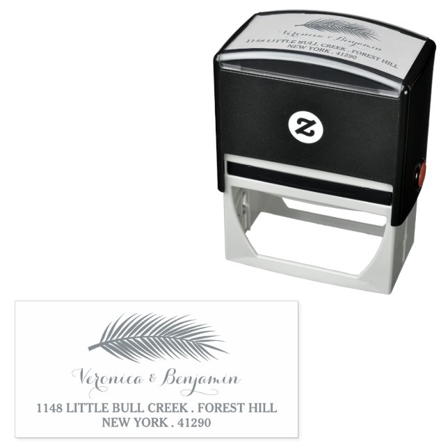 Tropical Palm Leaves Beach Return Address Self-inking Stamp (In Situ)
