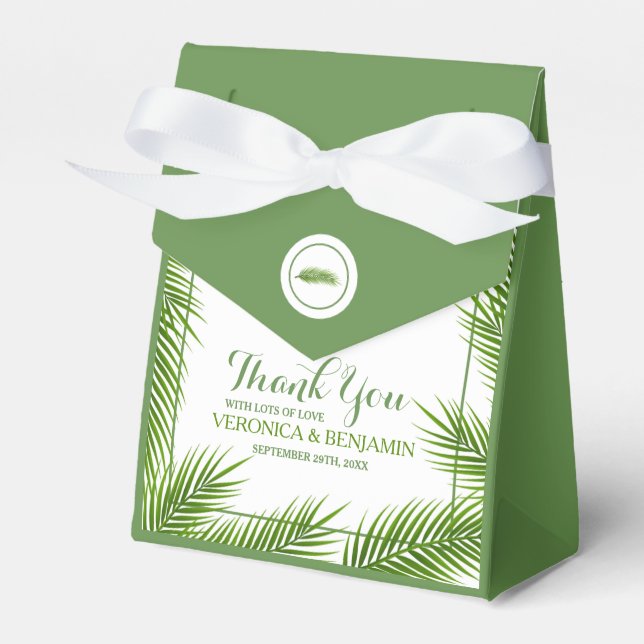 Tropical Palm Leaves Beach Wedding Favour Box (Front Side)