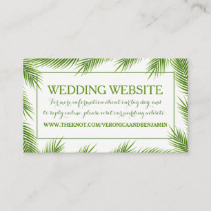 Tropical Palm Leaves Beach Wedding Website Enclosure Card
