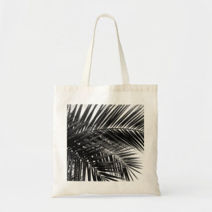 Tropical Palm Leaves - Black and White Photography Tote Bag