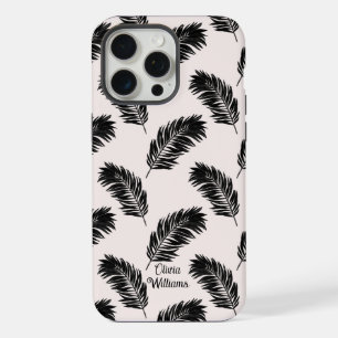 Tropical Palm Leaves Black White iPhone 15 Pro Max Case