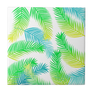 Tropical Palm Leaves Ceramic Tile   Green Jungle 