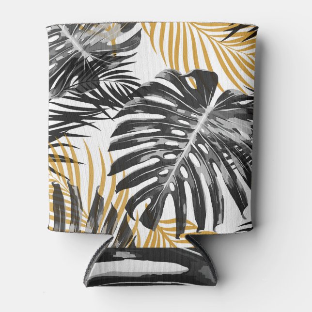Tropical Palm Leaves: Chic Floral Can Cooler (Front)