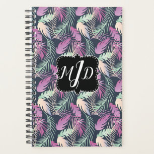 Tropical Palm Leaves Colourful Monogrammed Planner