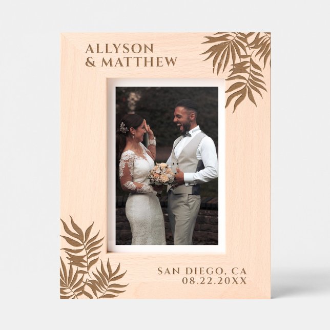 Tropical Palm Leaves Custom Names Date Wedding Etched Frames (Creator Uploaded)