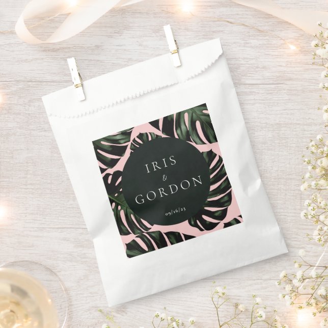 Tropical Palm Leaves Custom Wedding Favour Bags (Clipped)