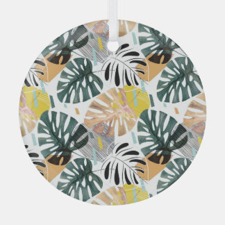 Tropical palm leaves: decorative elements. glass tree decoration