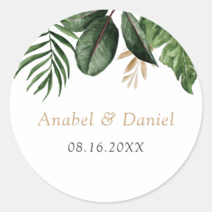 Tropical Palm Leaves Envelope Seal Sticker