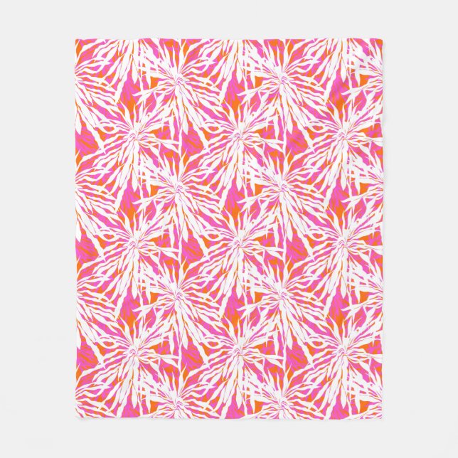 Tropical Palm Leaves Fleece Blanket (Front)