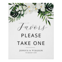 tropical palm leaves floral Favours sign