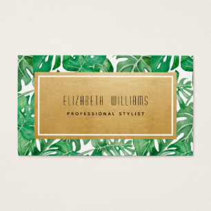 Tropical Palm Leaves Gold Stylist Business Cards