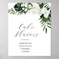  tropical palm leaves greenery Cake flavours sign