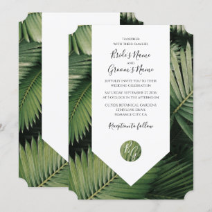 Tropical Palm Leaves Greenery Wedding Invitations