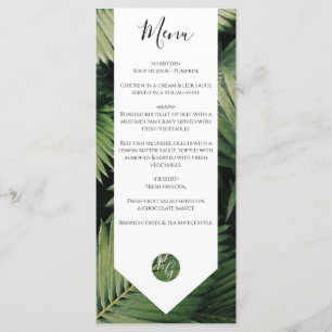 Tropical Palm Leaves Greenery Wedding  Menu