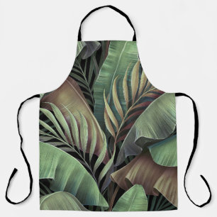 Tropical palm leaves, hand-drawn 3D illustration. Apron