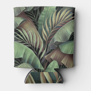 Tropical palm leaves, hand-drawn 3D illustration. Can Cooler