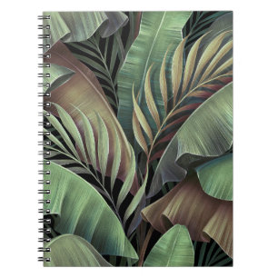 Tropical palm leaves, hand-drawn 3D illustration. Notebook