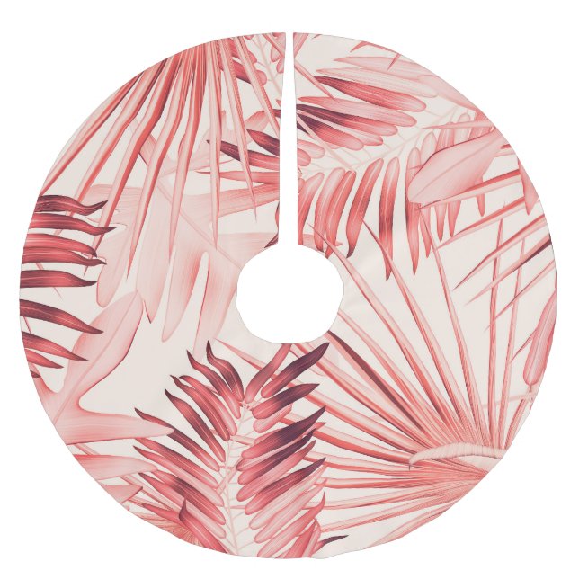 Tropical Palm Leaves, Hawaiian Stylish Pattern. Brushed Polyester Tree Skirt (Front)