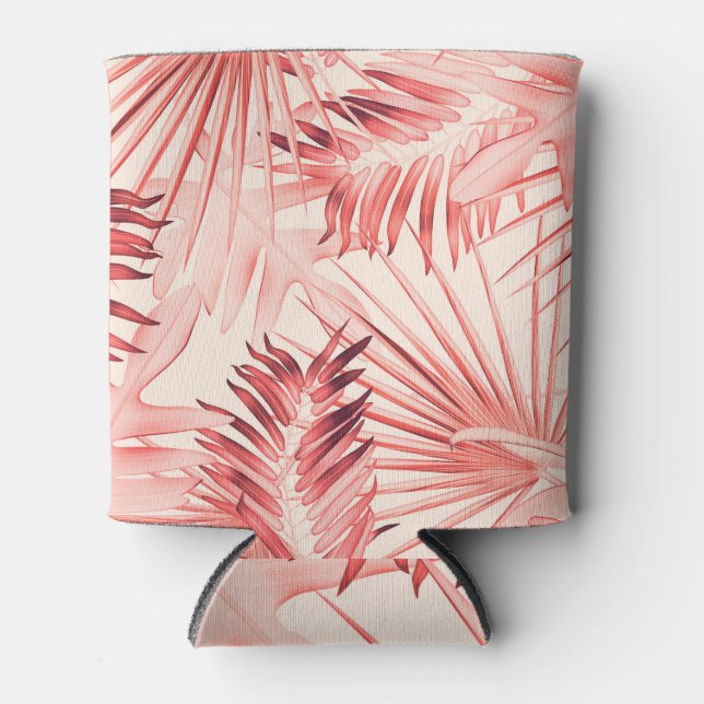 Tropical Palm Leaves, Hawaiian Stylish Pattern. Can Cooler (Front)