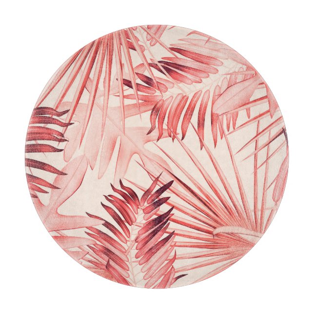 Tropical Palm Leaves, Hawaiian Stylish Pattern. Cutting Board (Front)
