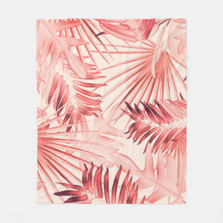 Tropical Palm Leaves, Hawaiian Stylish Pattern. Fleece Blanket