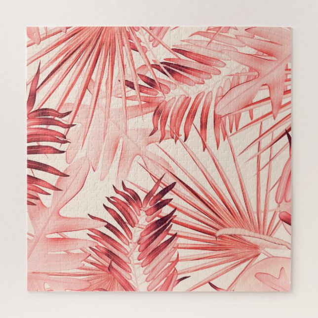 Tropical Palm Leaves, Hawaiian Stylish Pattern. Jigsaw Puzzle (Vertical)