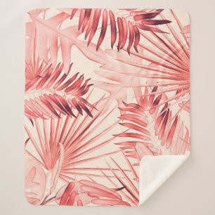 Tropical Palm Leaves, Hawaiian Stylish Pattern. Sherpa Blanket