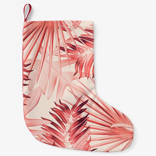 Tropical Palm Leaves, Hawaiian Stylish Pattern. Small Christmas Stocking (Front)