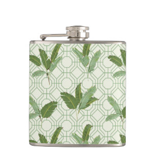 Tropical Palm Leaves Hip Flask